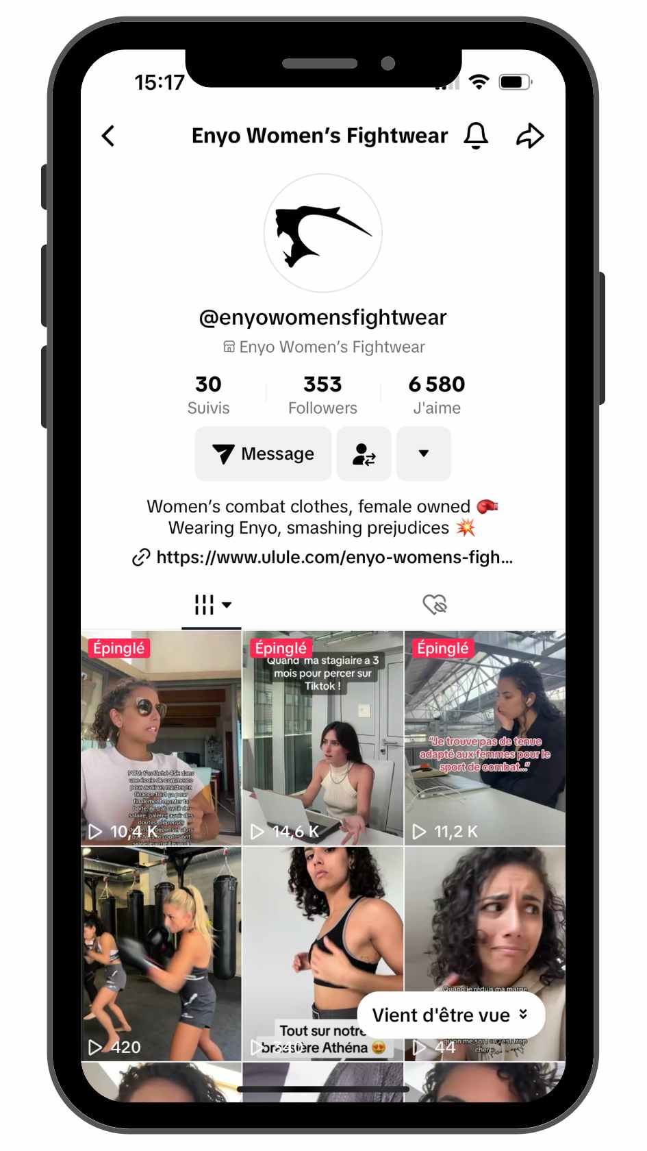 Iphone avec le compte TIktok Enyo Women's Fightwear
